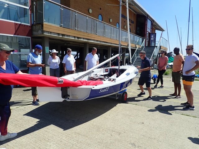 Laser Stratos Keel boat on its trailer